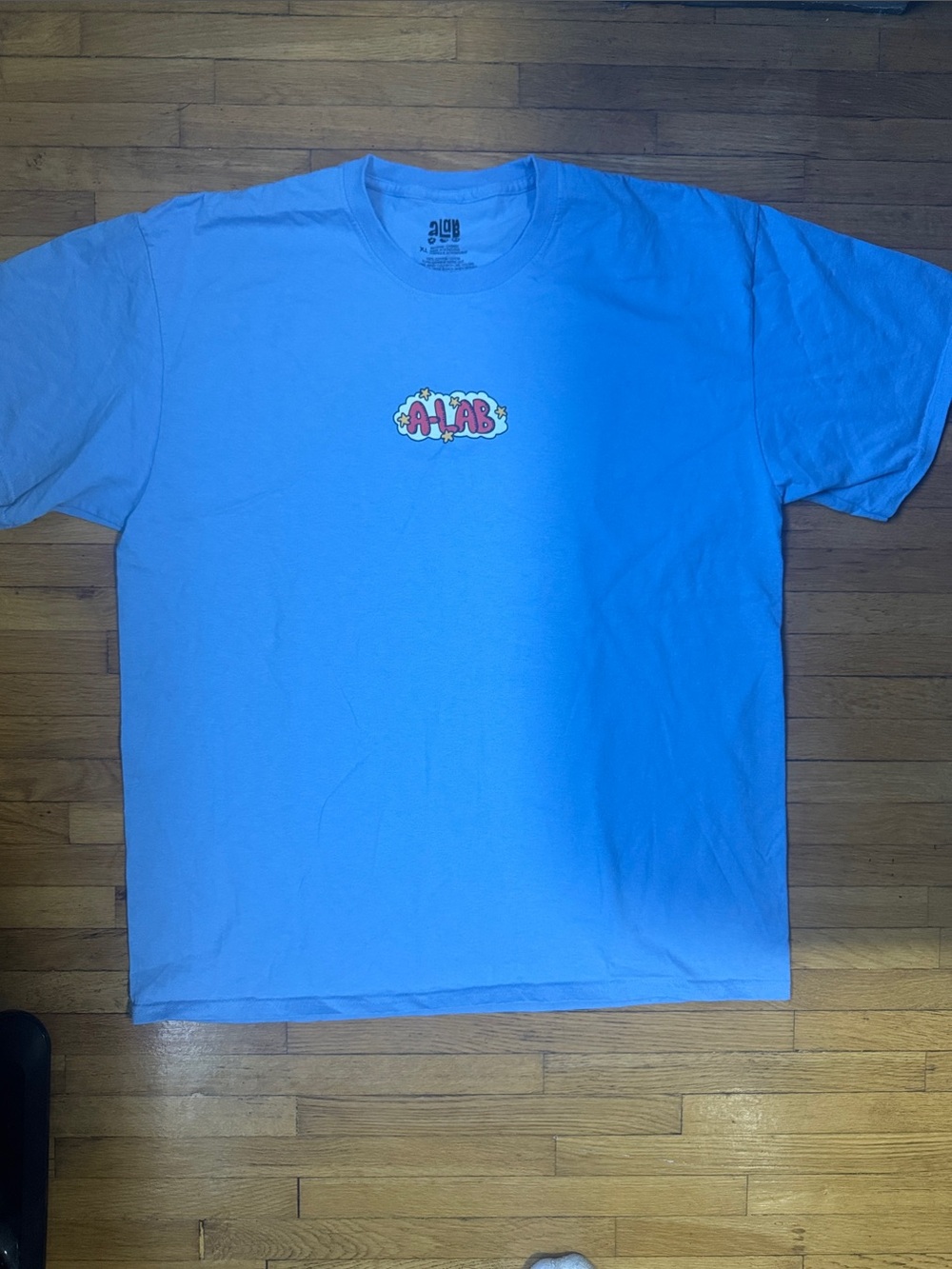 A-Lab Men's Sky Blue Graphic Crewneck Tee